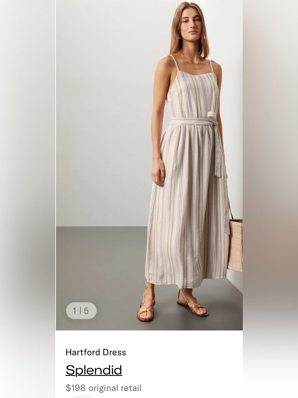 Splendid Hartford Beige Striped Maxi Dress